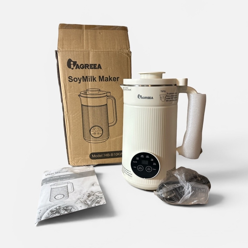 AGREEA Soy Milk Maker HB-B10KW Multi-Function Nut Oat Milk Machine Off-White NEW
